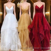 A-Line/Princess V-neck Floor-Length Semi Formal Prom Dresses